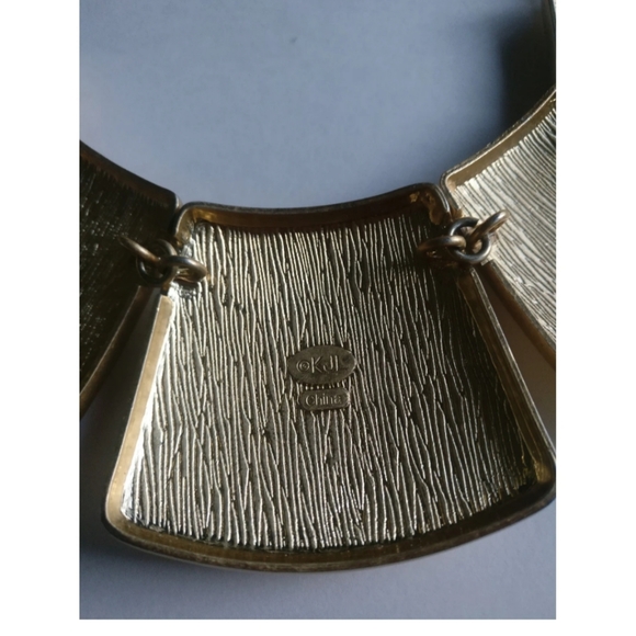 Vintage KJL Kenneth Jay Lane Tribal "Gladiator" Statement Necklace Matte Gold - Picture 10 of 11